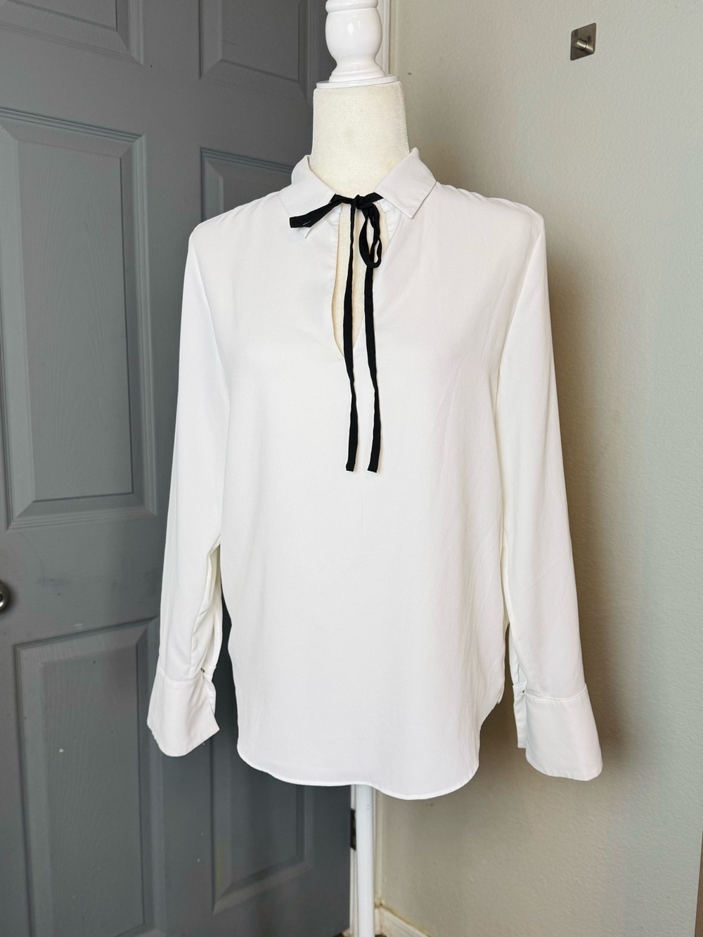 White Chiffon Blouse Size small